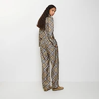 Check Silk Pyjama Trousers in Linden beige - Women | Burberry® Official