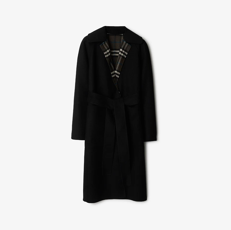 Reversible Wool Wrap Coat in Black 11/7 update title and Tab 1 - Women | Burberry® Official
