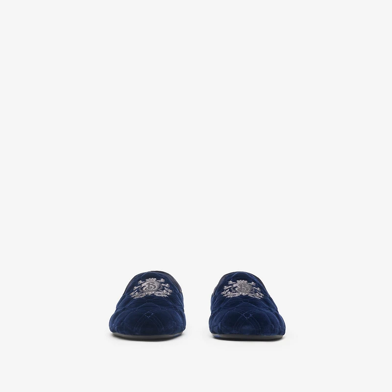 Quilted Velvet Estate Slippers in Silhouette blue - Men | Burberry® Official