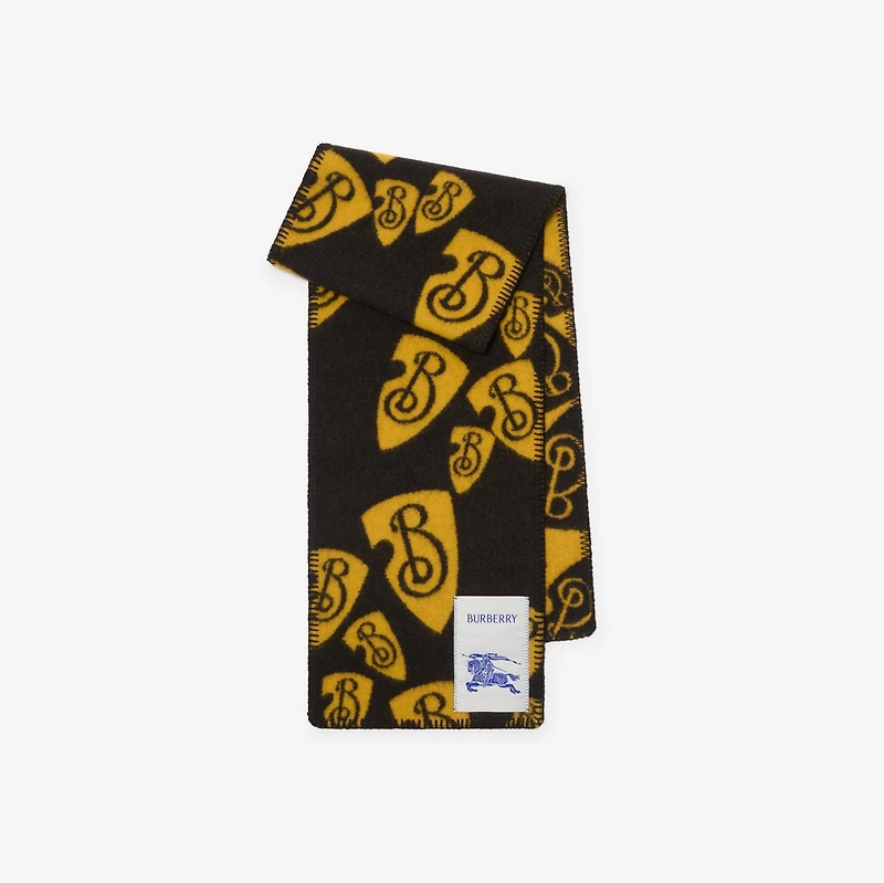 Cascading B Shield Wool Scarf in Chocolate/crown | Burberry® Official