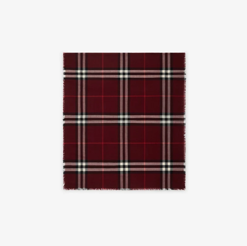 Wide Check Wool Scarf in Oxblood | Burberry® Official