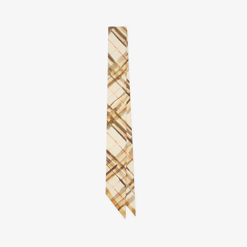 Skinny Reversible Check Silk Scarf in Nutmeg | Burberry® Official