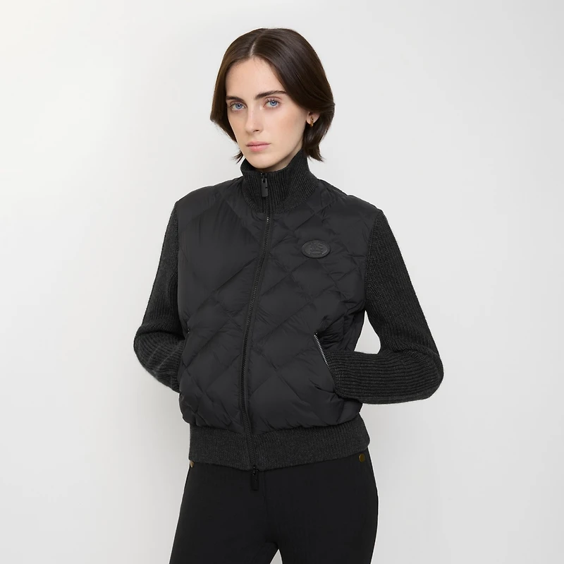 Check-stitch Nylon and Wool Jacket in Black - Women | Burberry® Official