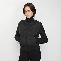 Check-stitch Nylon and Wool Jacket in Black - Women | Burberry® Official