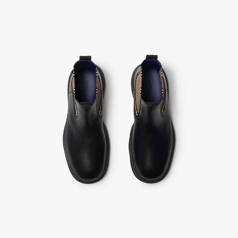 Leather Creeper Low Chelsea Boots in Black/sand - Men | Burberry® Official