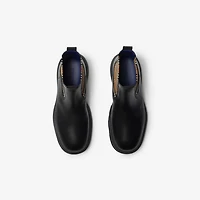 Leather Creeper Low Chelsea Boots in Black/sand - Men | Burberry® Official
