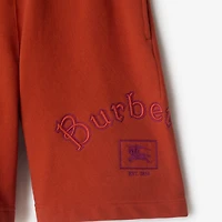 Gothic Logo Cotton Shorts in Fire orange - Men | Burberry® Official