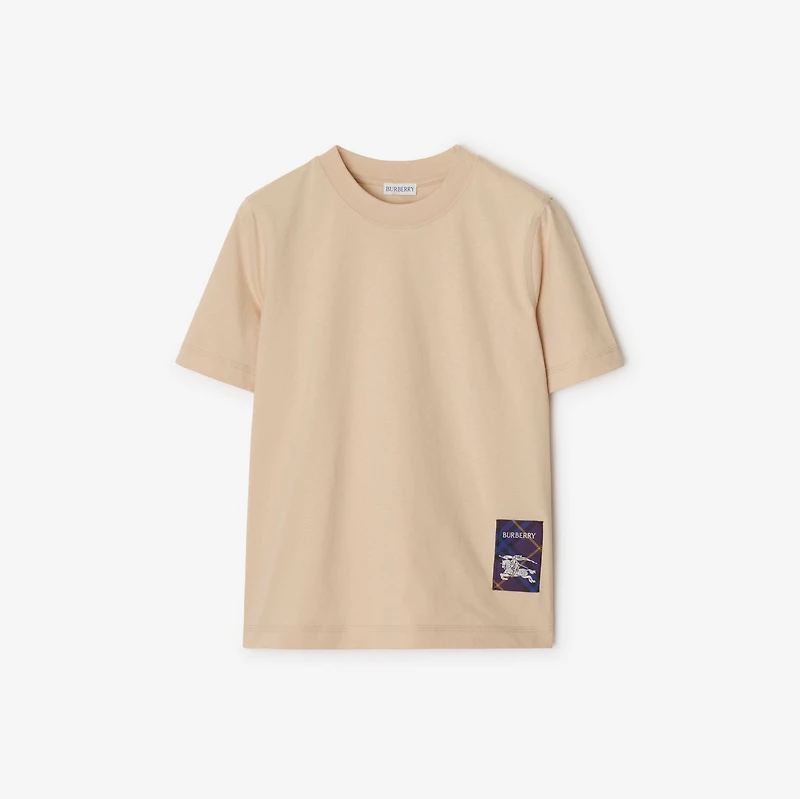 Check Label Cotton T-shirt in Teacup - Women | Burberry® Official