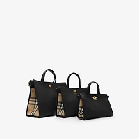 Mini Cotswolds Check Tote in Black - Women, Leather | Burberry® Official