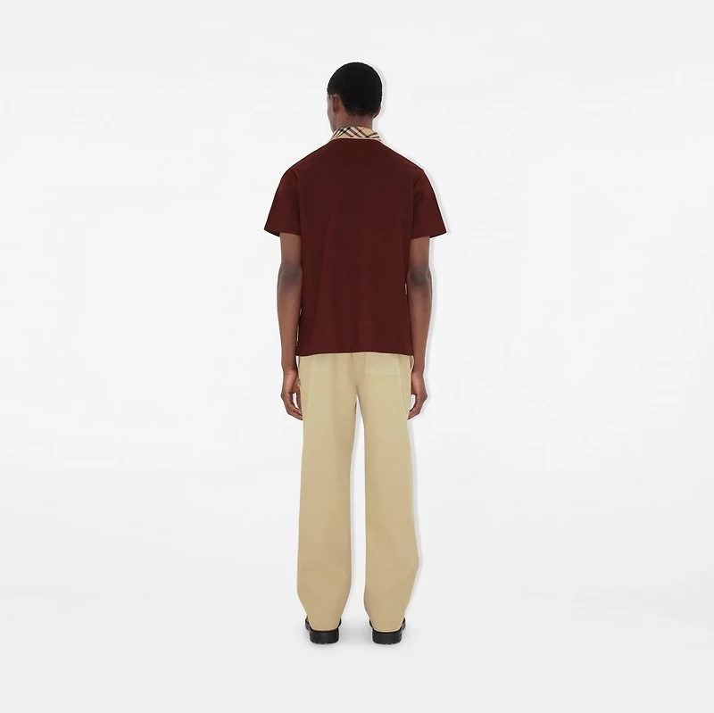 Check Collar Cotton Polo Shirt in Box red - Men | Burberry® Official