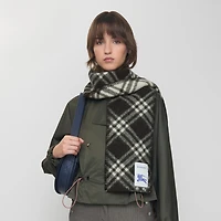 Narrow Check Wool Scarf in Black | Burberry® Official