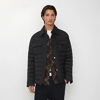 Wool Flannel Padded Overshirt in Charcoal grey - Men | Burberry® Official