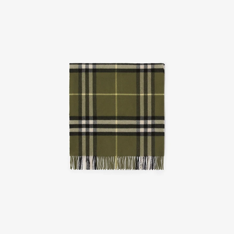 Wide Check Cashmere Scarf in Pea green | Burberry® Official