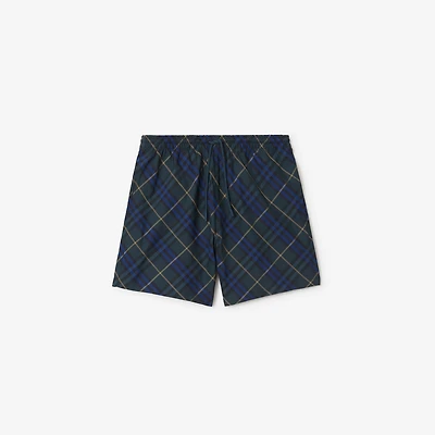 Check Swim Shorts in Midnight - Men, Nylon | Burberry® Official