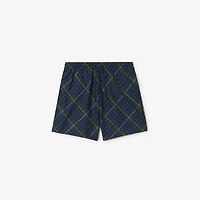 Check Swim Shorts in Midnight - Men, Nylon | Burberry® Official