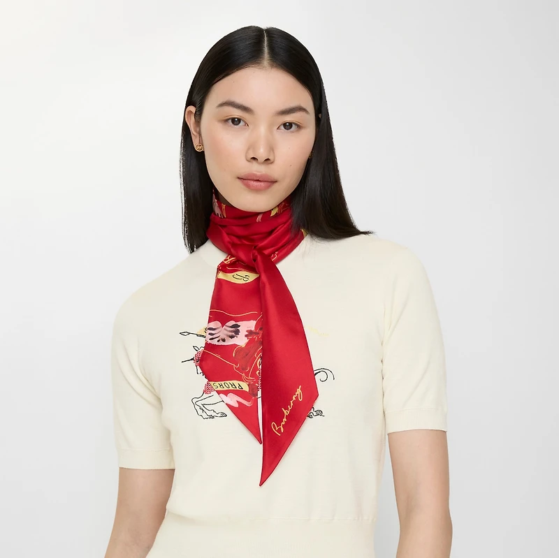 Skinny Watercolour EKD Silk Scarf in Crayon red | Burberry® Official