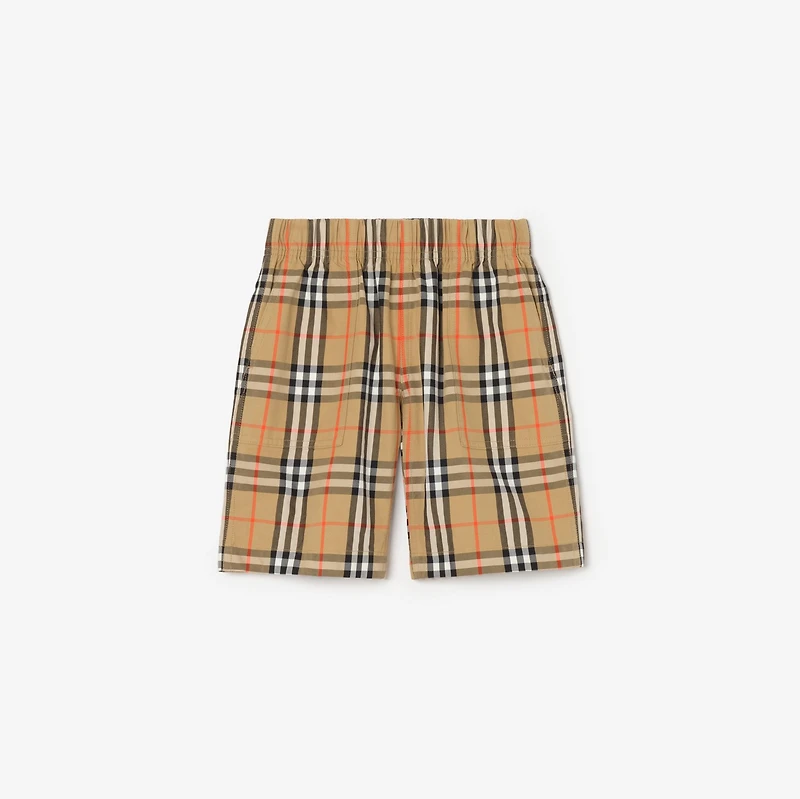 Check Cotton Cargo Shorts in Sand beige | Burberry® Official