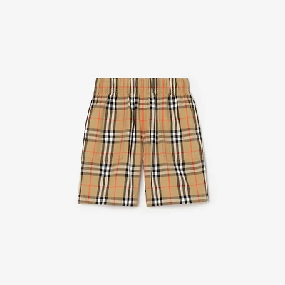 Check Cotton Cargo Shorts in Sand beige | Burberry® Official