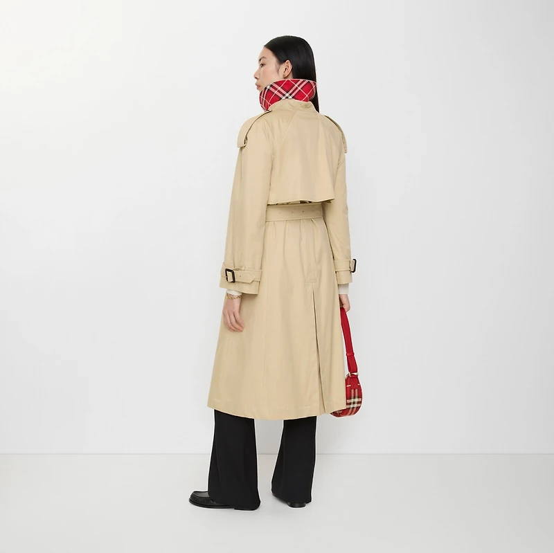 Long Gabardine Fitzrovia Trench Coat with Warmer in Limestone beige - Women, Wool, Cotton Gabardine | Burberry® Official