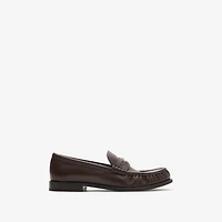 Leather Cadet Loafers in Treacle brown - Men | Burberry® Official