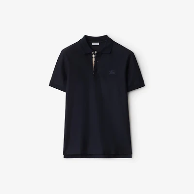 Cotton Polo Shirt in Coal blue - Men | Burberry® Official