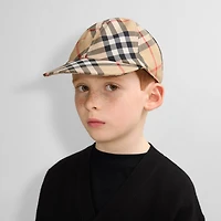 Check Baseball Cap in Sand - Children | Burberry® Official