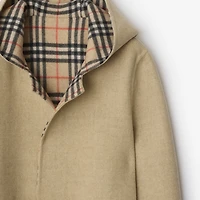 Reversible Wool Hooded Wrap Coat in Sand - Women | Burberry® Official