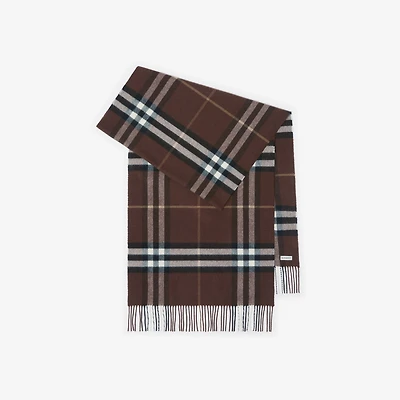Wide Check Cashmere Scarf in Treacle brown | Burberry® Official