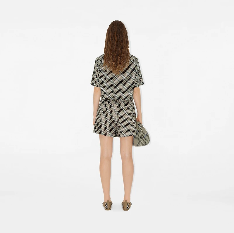 Cropped Check Cotton Shirt in Husk - Women | Burberry® Official