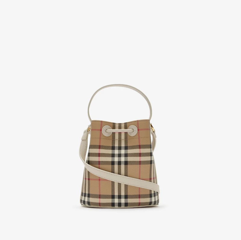 Mini Check Bucket Bag in Archive beige/soap beige - Women, Cotton, Technical | Burberry® Official