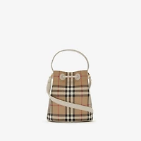 Mini Check Bucket Bag in Archive beige/soap beige - Women, Cotton, Technical | Burberry® Official