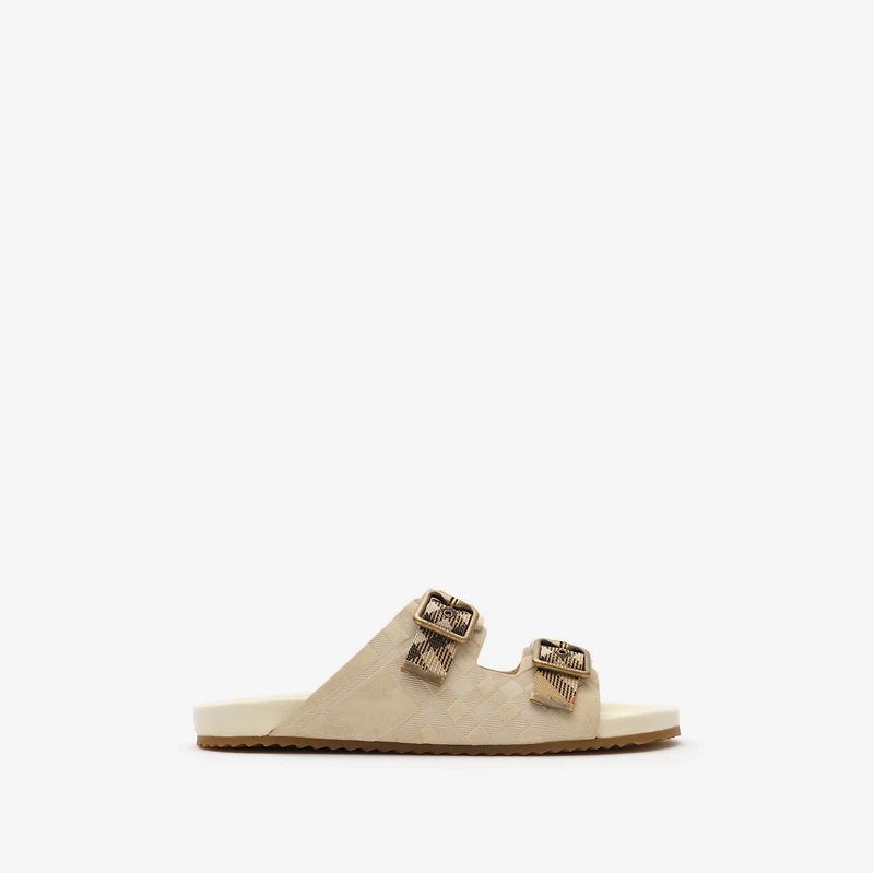 Check Suede Urchin Sandals in Bake beige - Men | Burberry® Official