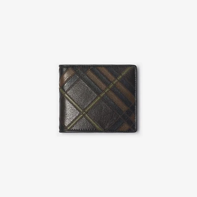 Check Intarsia Bifold Wallet in Peat brown - Men | Burberry® Official
