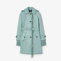 Short Fringed Leather Car Coat in Turquoise - Women | Burberry® Official