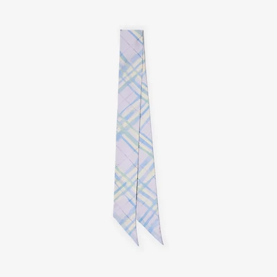 Skinny Watercolour Check Silk Scarf in Lilac purple | Burberry® Official
