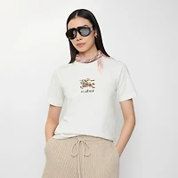 Floral EKD Cotton T-shirt in Chalk white - Women | Burberry® Official