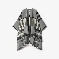 Colour Block Check​ Wool Cape in Chalk | Burberry® Official