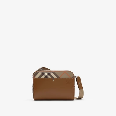 Pop Check Crossbody Bag in Finch brown/hazel brown - Men, Leather | Burberry® Official