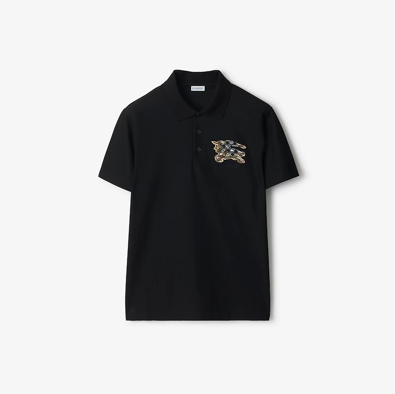 EKD Check Cotton Polo Shirt in Black - Men | Burberry® Official