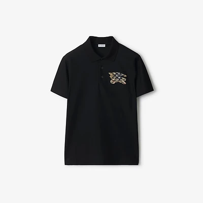 EKD Check Cotton Polo Shirt in Black - Men | Burberry® Official