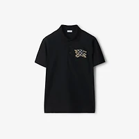 EKD Check Cotton Polo Shirt in Black - Men | Burberry® Official
