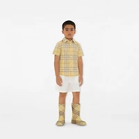 Check Cotton Shirt in Drum | Burberry® Official