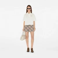 Cropped Cotton Polo Shirt in Chalk - Women | Burberry® Official