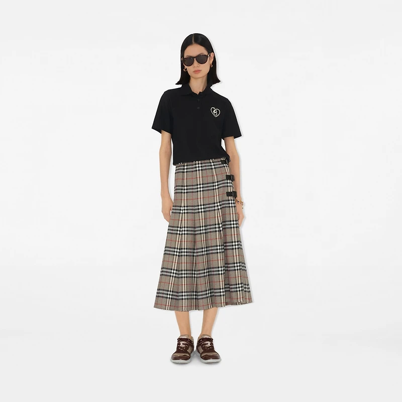 B Heart Cotton Polo Shirt in Black - Women | Burberry® Official