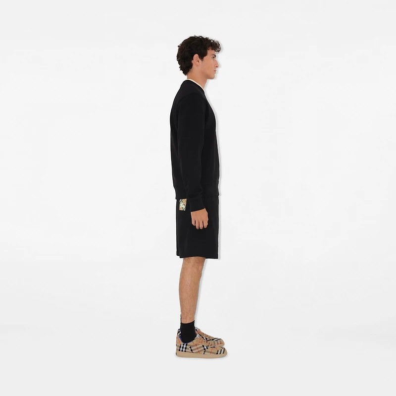 Check Label Cotton Shorts in Black - Men | Burberry® Official
