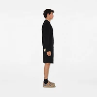 Check Label Cotton Shorts in Black - Men | Burberry® Official