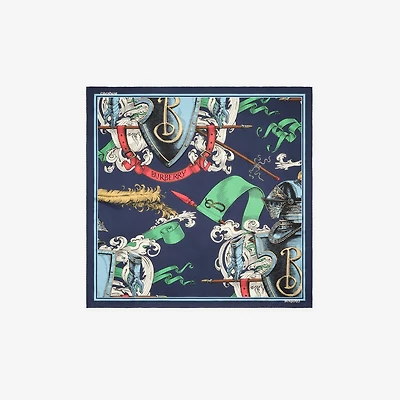 Etched Knight Silk Scarf in Night black | Burberry® Official
