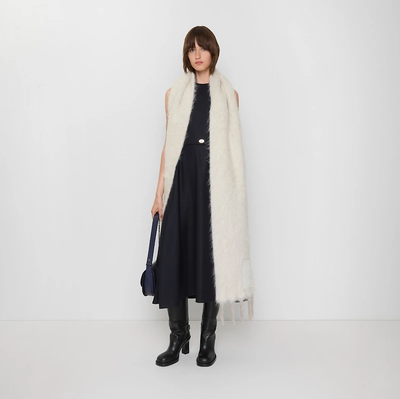 Alpaca Wool Blend Scarf in Alpine white | Burberry® Official
