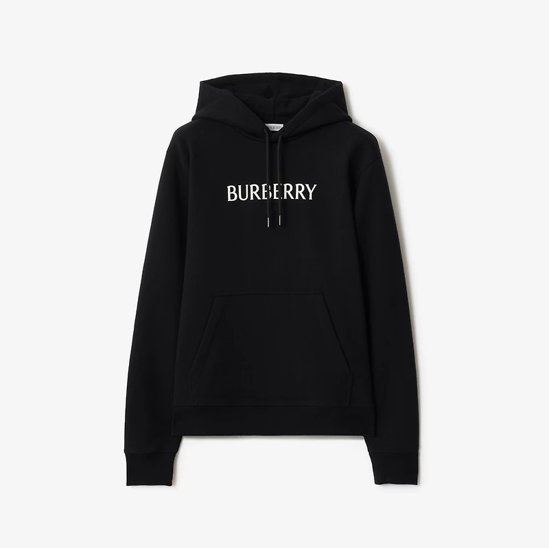 Logo Cotton Hoodie in Black - Men | Burberry® Official