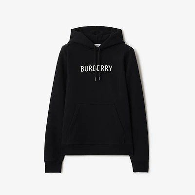 Logo Cotton Hoodie in Black - Men | Burberry® Official